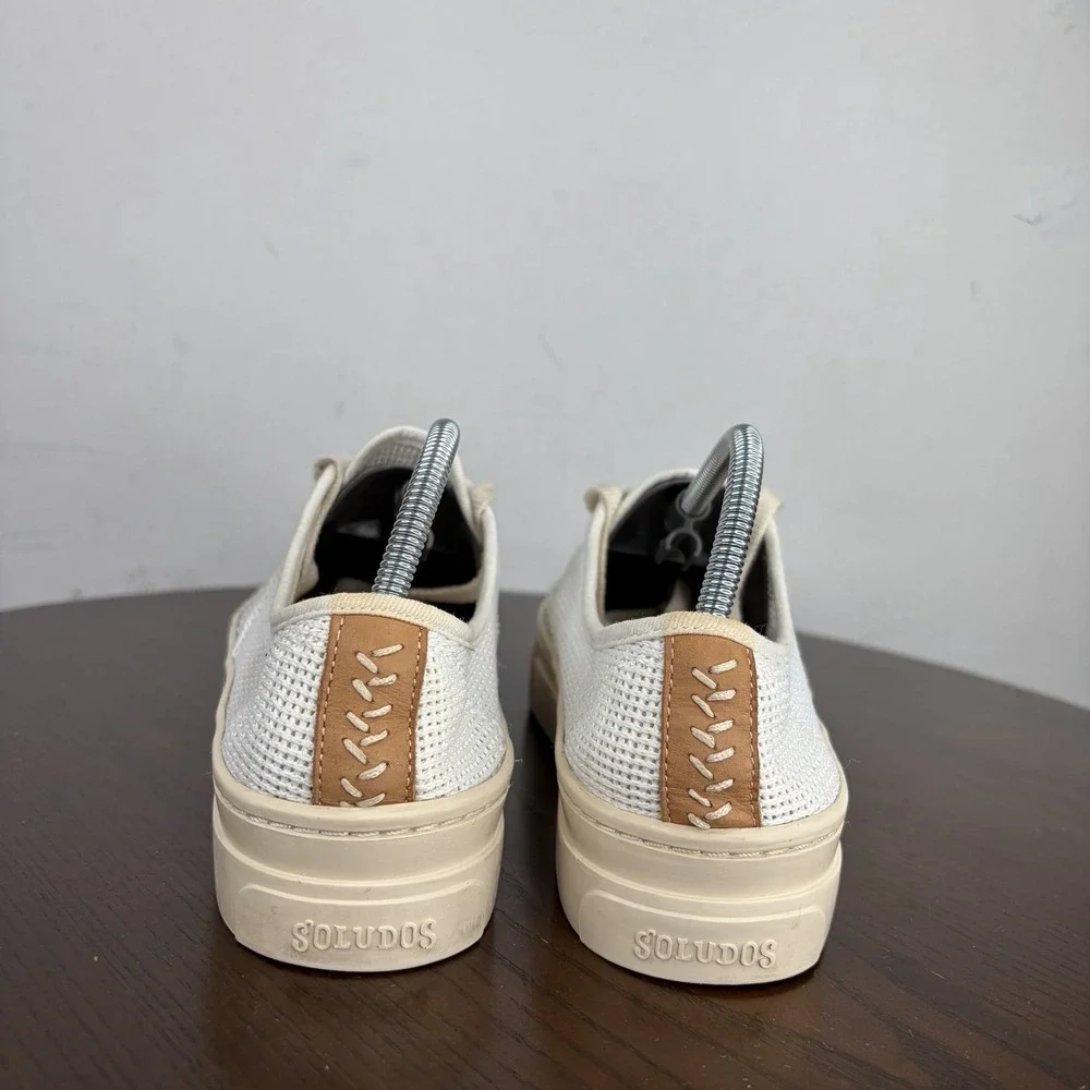 Soludos Shoes Women's 8 White Mesh Comfort Platform Sneaker Lace Up‎ Cork Insole